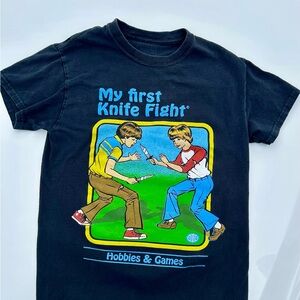 Black Graphic Tee with Colorful Print